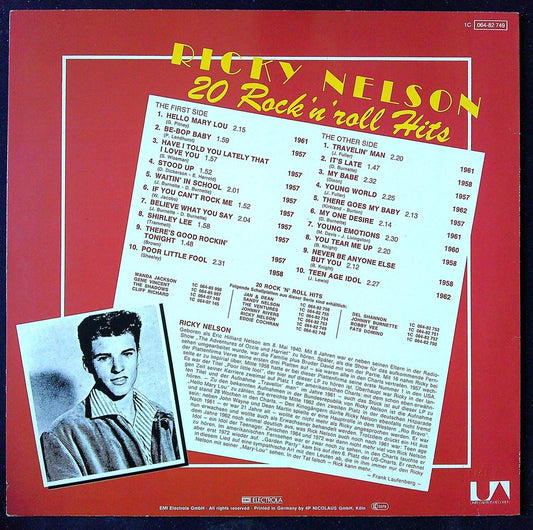Vinyle Ricky Nelson 20 Rock'n'roll Hits