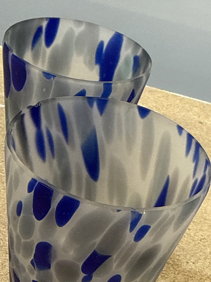 Gobelets – Art de la table – Verre moucheté bleu