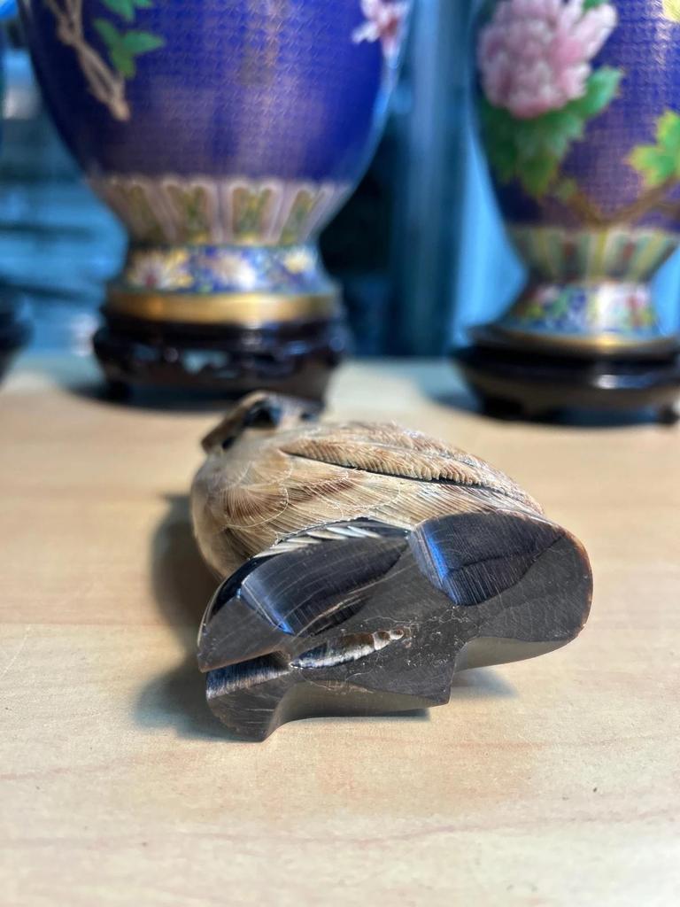 Statuette sculpté Chouette / Hibou en corne