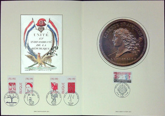 1792 République Française An 1 Enveloppe Dépliant Timbre 1er jour Encart Fdc Yvert et Tellier