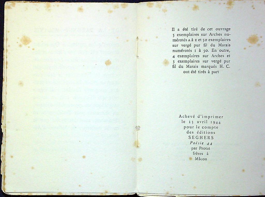 Livre – Elsa Triolet – Littérature – Édition originale 1944