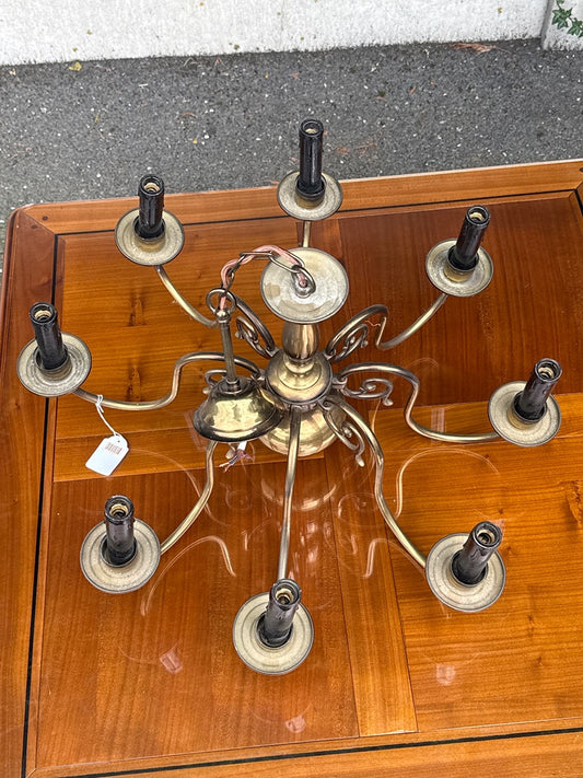 Lustre – Vintage – Luminaire – 8 bras en laiton doré