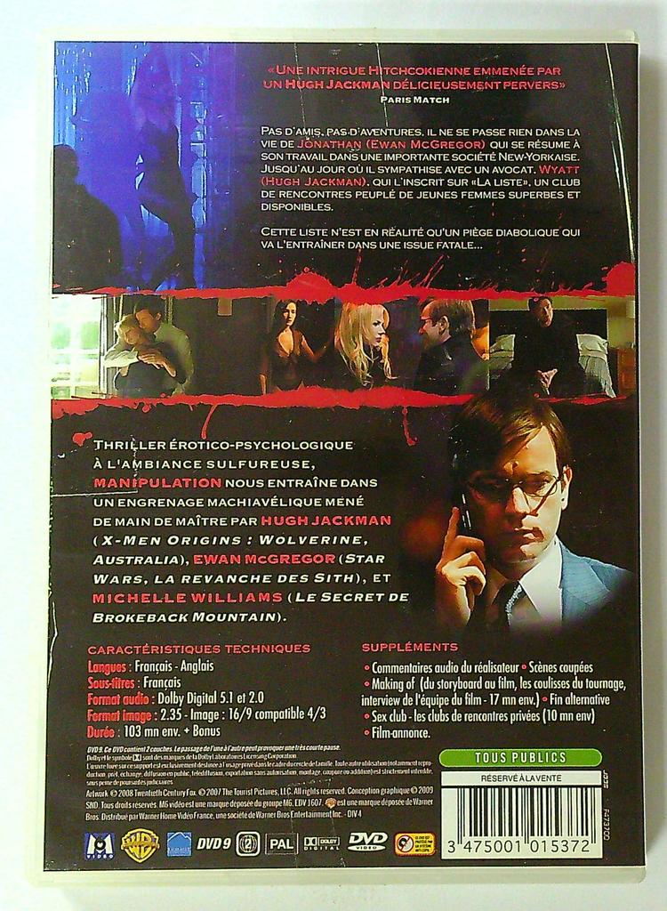 dvd Film Thriller Manipulation Hugh Jackman