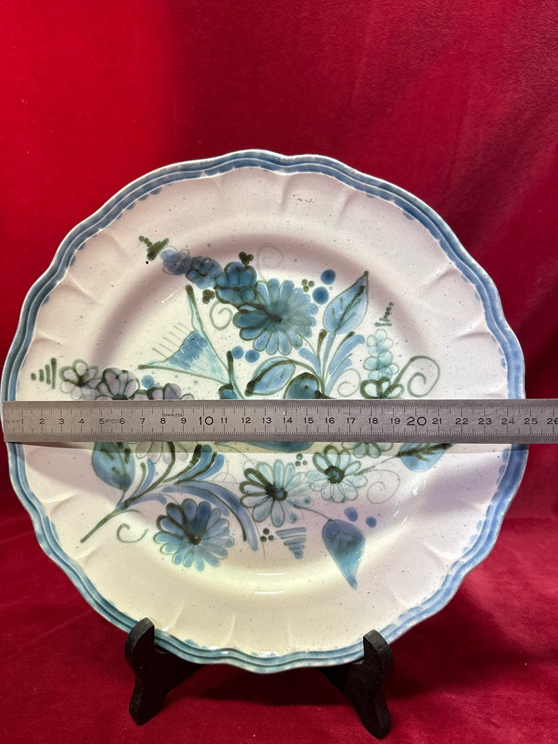 Assiette plate en céramique motif oiseau et fleurs
