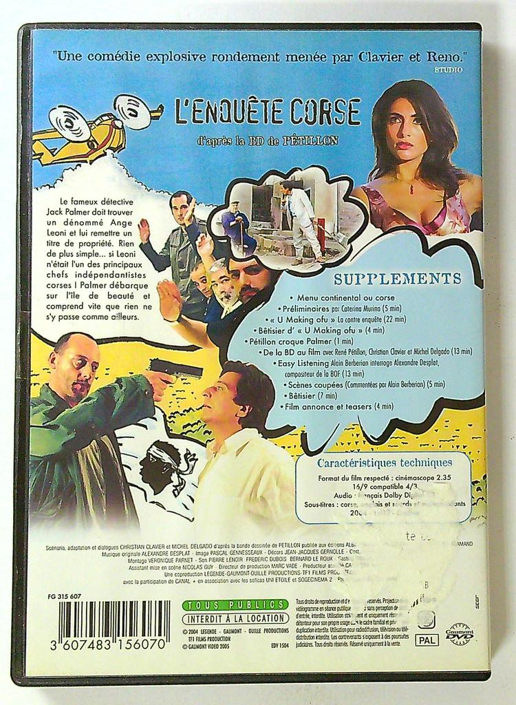 dvd L'enquête Corse Jean Reno Christian Clavier