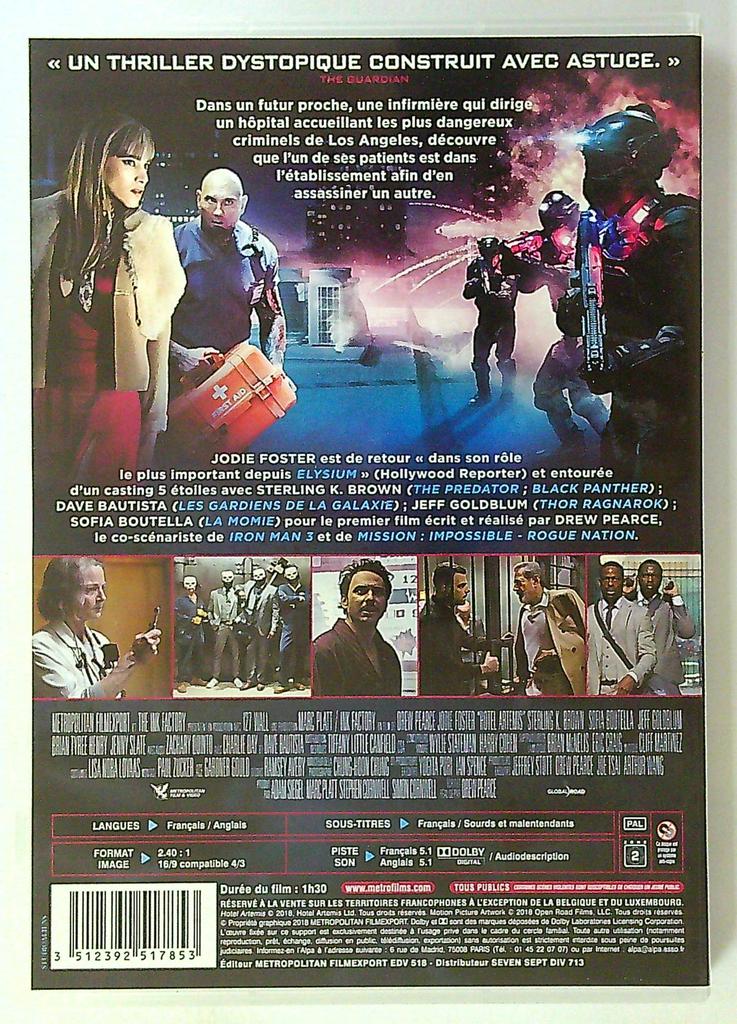 Dvd Hôtel Artemis avec Jodie Foster Metropolitan