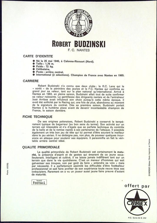Poster Robert Budzinski – Caltex – Memorabilia – Foot 1966