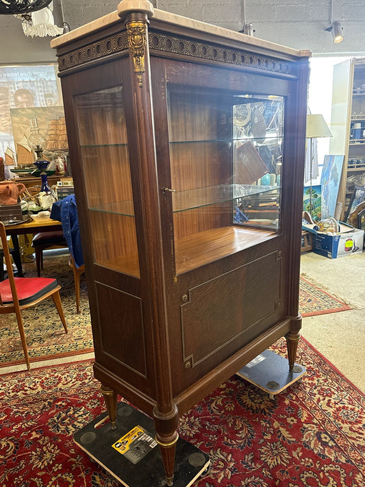 Vitrine ancienne bois marbre – Meuble vintage