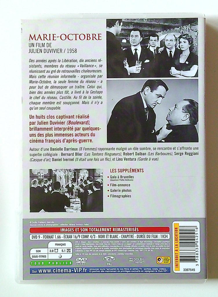 Dvd Marie-octobre de Julien Duvivier Pathé Classiques