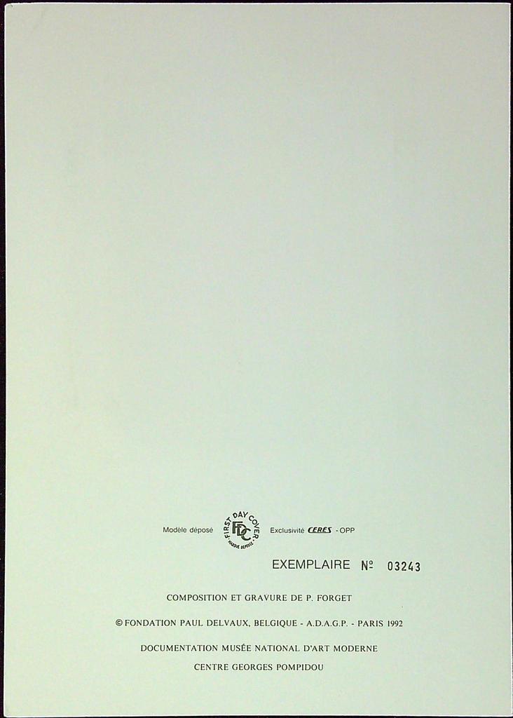 Paul Delvaux Art Contemporain Enveloppe Dépliant Timbre 1er jour Encart Fdc Yvert et Tellier