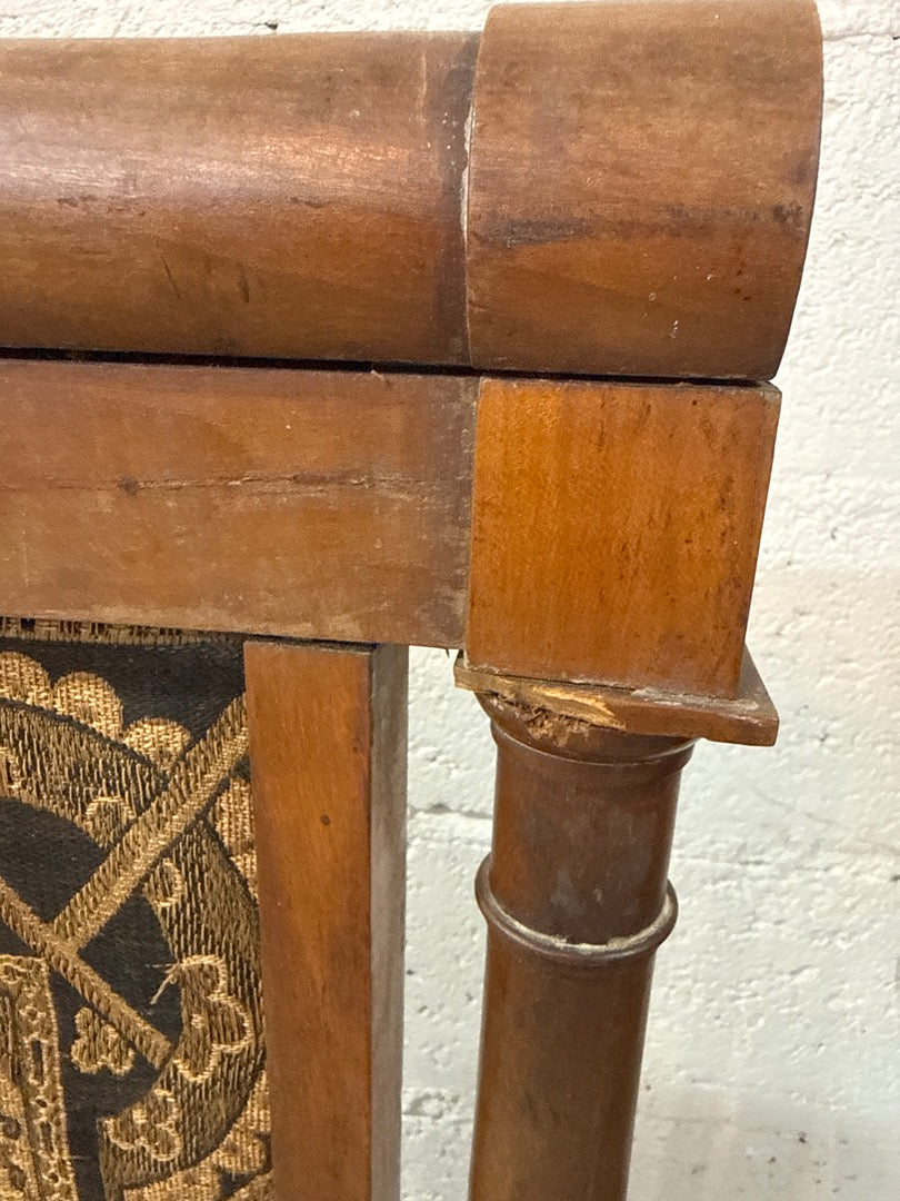 Pare-feu cheminée bois tapisserie vintage