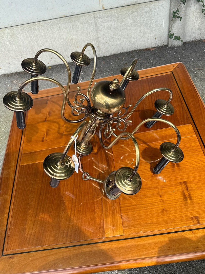 Lustre – Vintage – Luminaire – 8 bras en laiton doré
