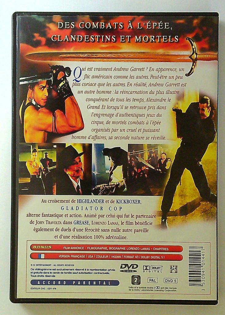 Dvd Gladiator Cop avec Lorenzo Lamas