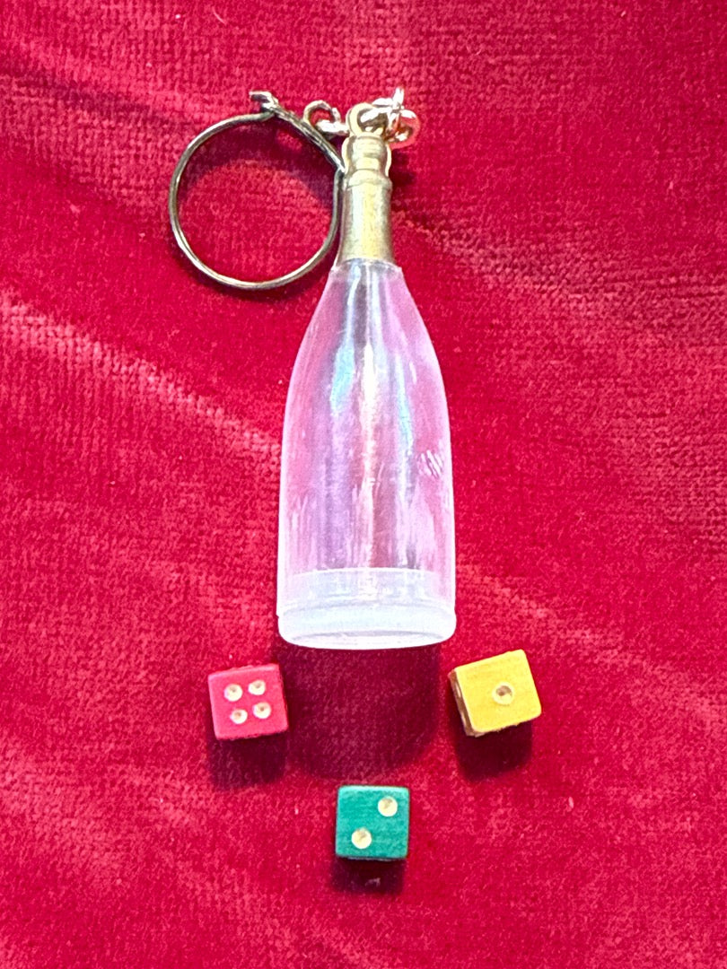 Porte-clés – Vintage – Collection – Bouteille et dés