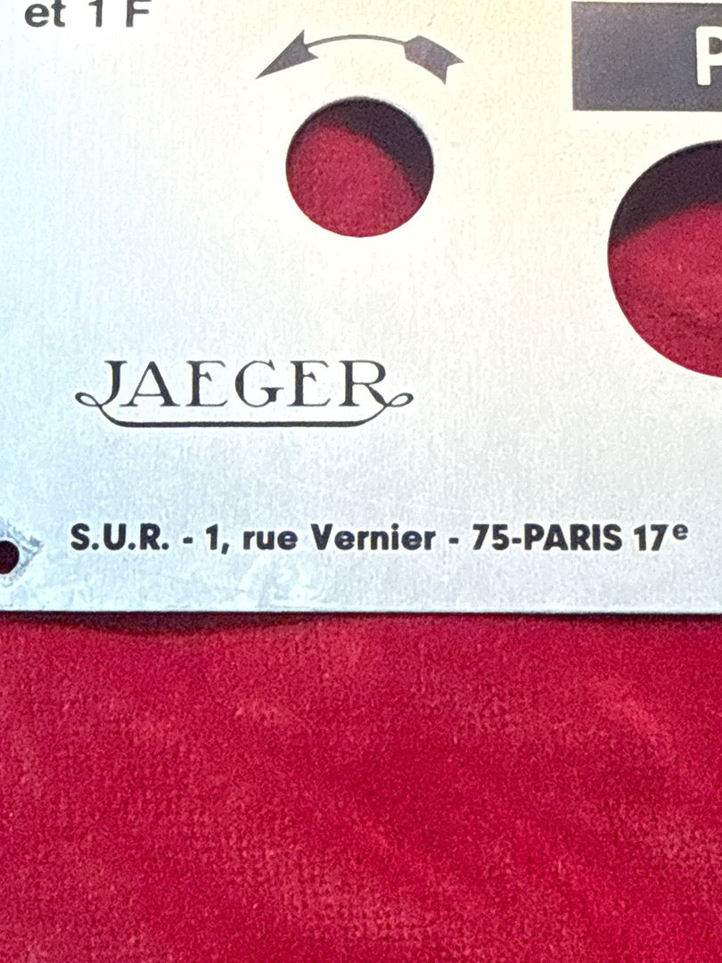 Plaque de parcmètre – Jaeger – Vintage – Objet de collection