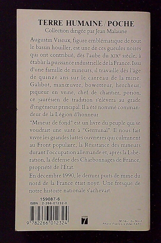 Livre – Augustin Viseux – Littérature – Mineur de fond