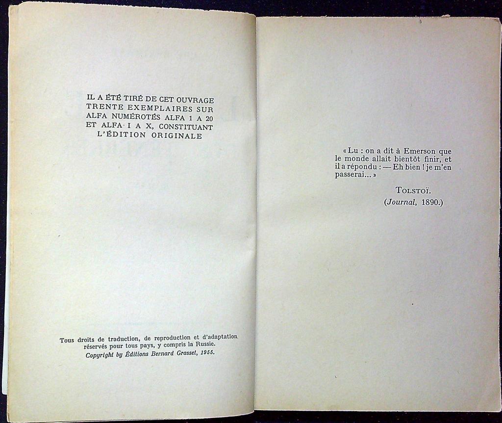 Livre – L'office des ténèbres – Littérature – Dédicacé 1955