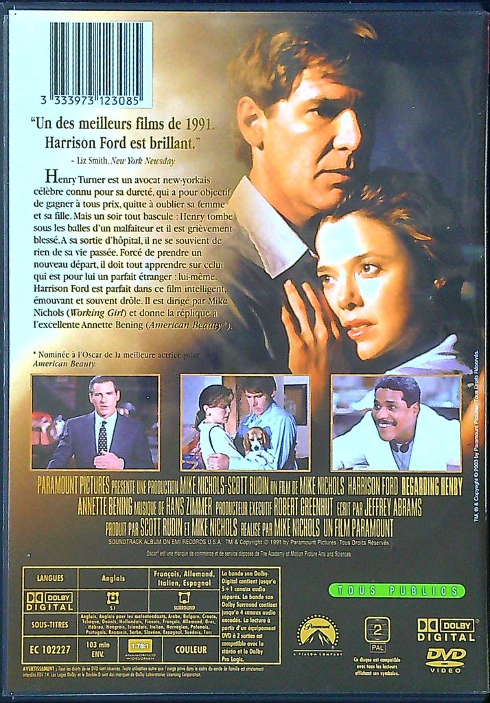 Dvd A Propos d'henry – Paramount – Divertissement – Drame Harrison Ford