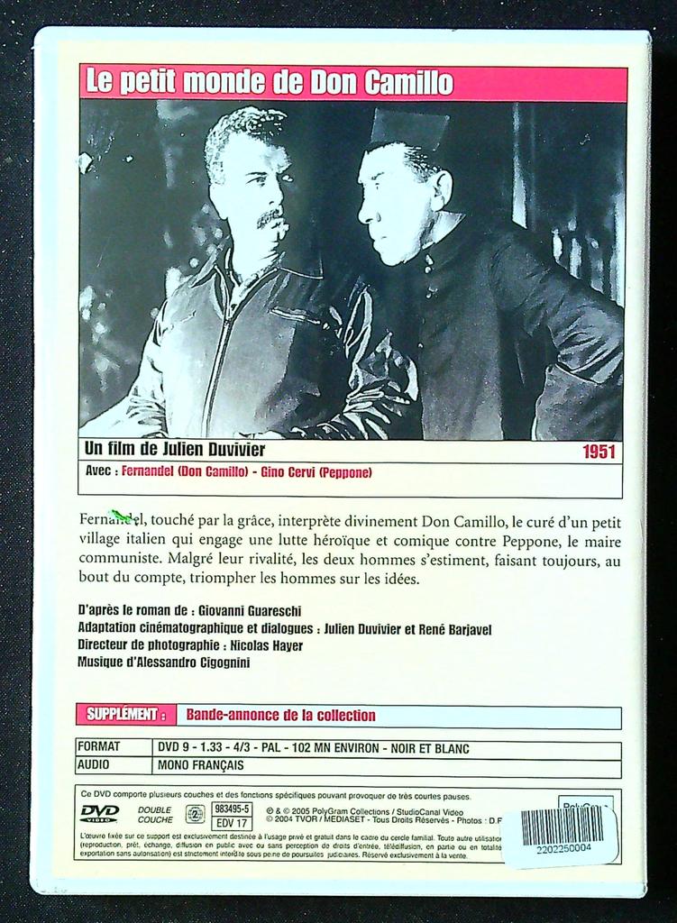 Dvd Fernandel – Le petit monde de Don Camillo – Cinéma – Classique