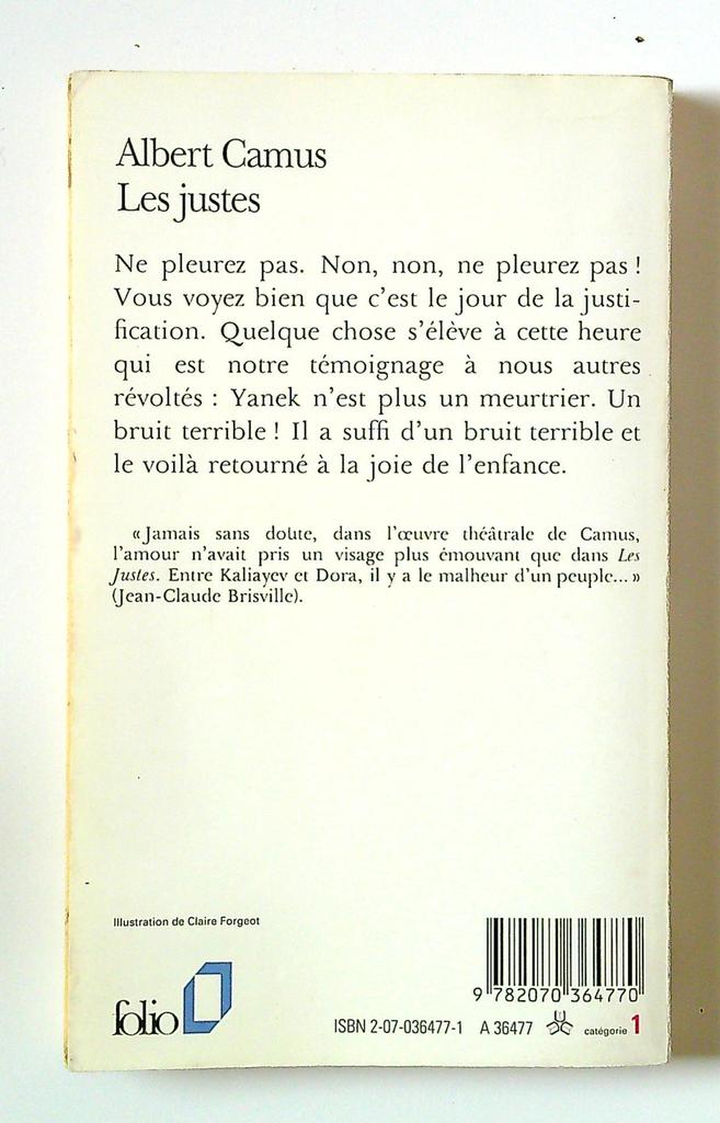 les justes - Albert Camus - Edition Folio