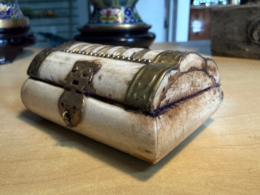 Boîte – Vintage – Décoration – Coffret En Os Et Laiton