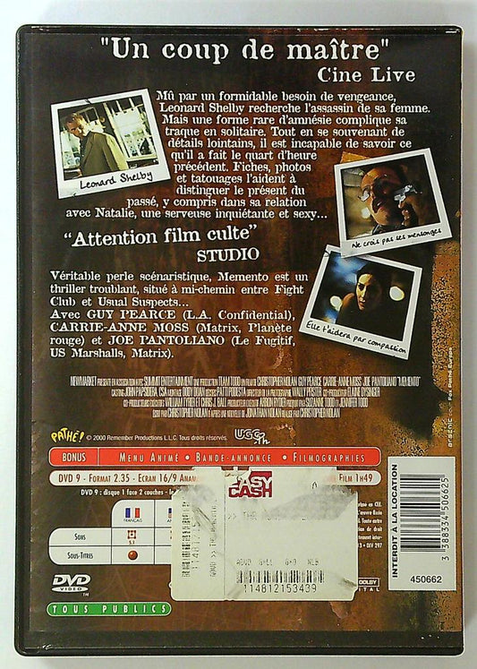 Dvd Memento christopher Nolan pathé thriller