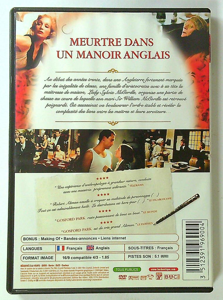 Dvd Gosford Park - Un film de Robert Altman