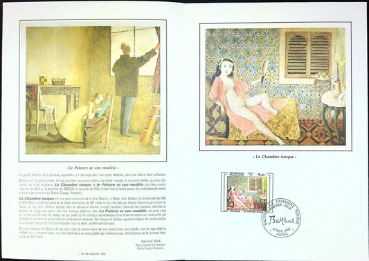Balthus Chambre Turque Enveloppe Dépliant Timbre 1er jour Encart Fdc Yvert et Tellier