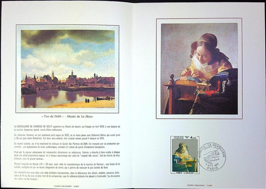 Vermeer La Dentellière Enveloppe Dépliant Timbre 1er jour Encart Fdc Yvert et Tellier
