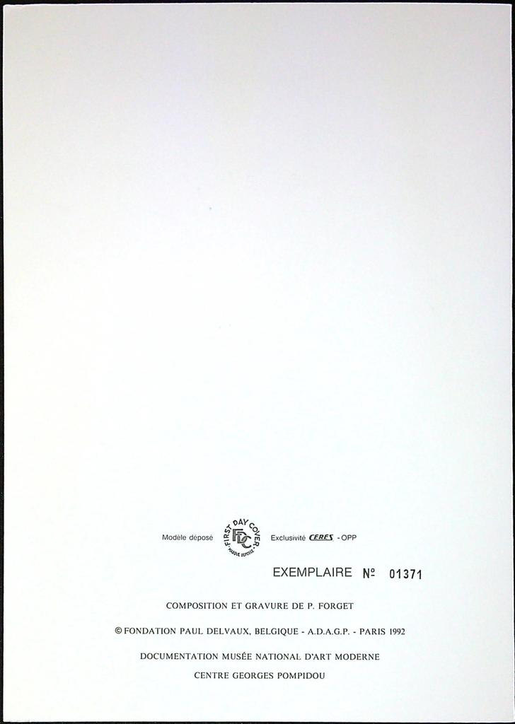 Art Contemporain Europe Paul Delvaux Enveloppe Dépliant Timbre 1er jour Encart Fdc Yvert et Tellier