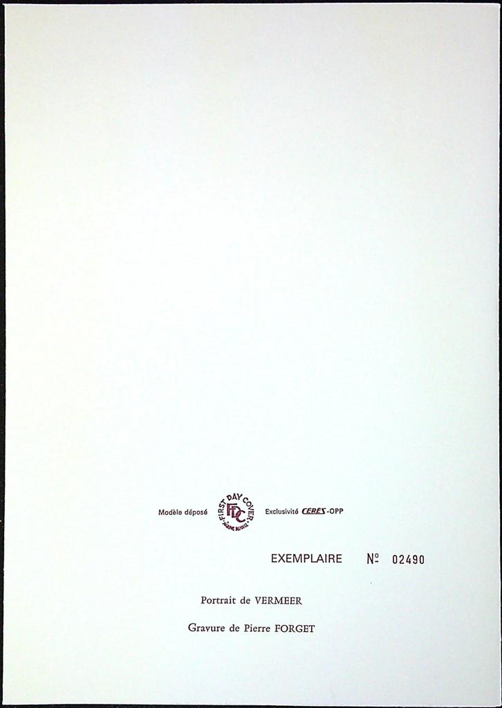 Vermeer La Dentellière Enveloppe Dépliant Timbre 1er jour Encart Fdc Yvert et Tellier