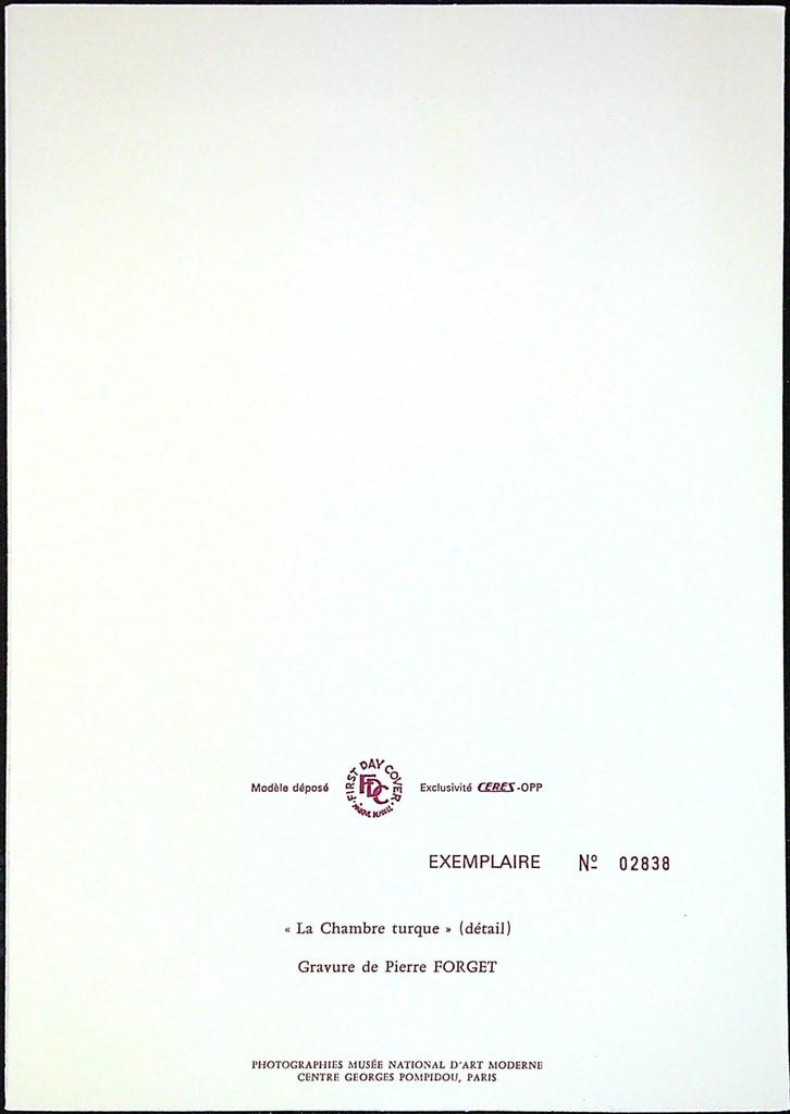 Balthus Chambre Turque Enveloppe Dépliant Timbre 1er jour Encart Fdc Yvert et Tellier