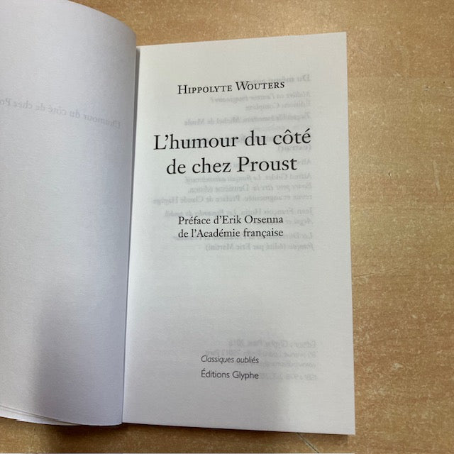 Livre L'Humour Du Côté De Chez Proust, Par Hippolyte Wouters