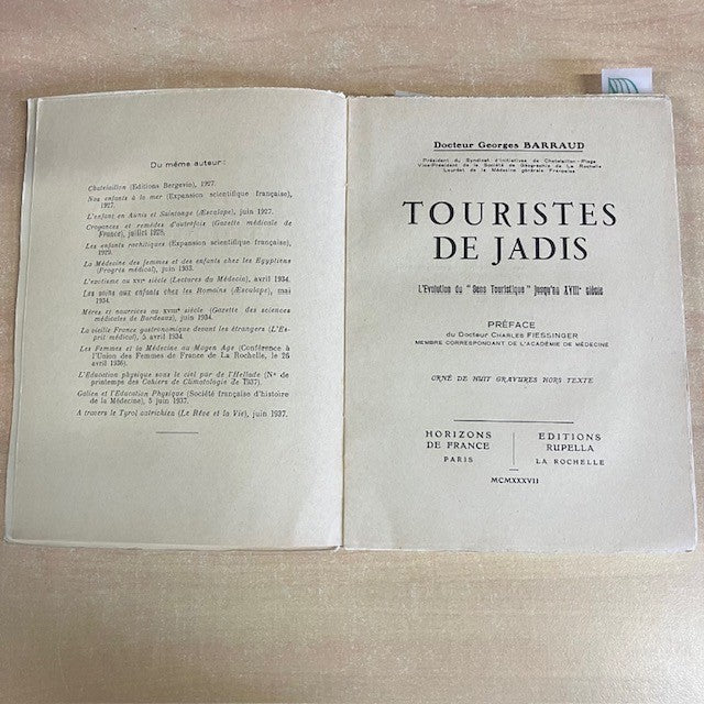 Livre Touristes De Jadis Par Le Dr Barraud
