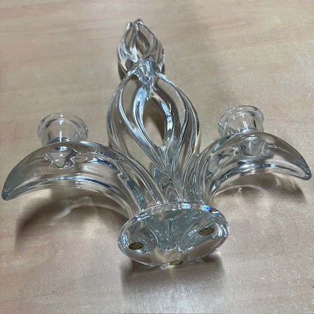 Chandelier Double, Bougeoir, Candelabre En Cristal De Vannes, Art Déco
