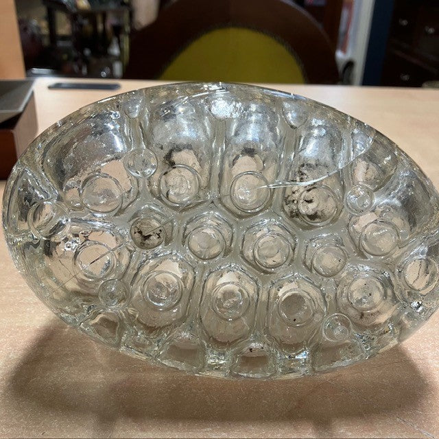 Ancien Grand Pique Fleur En Verre