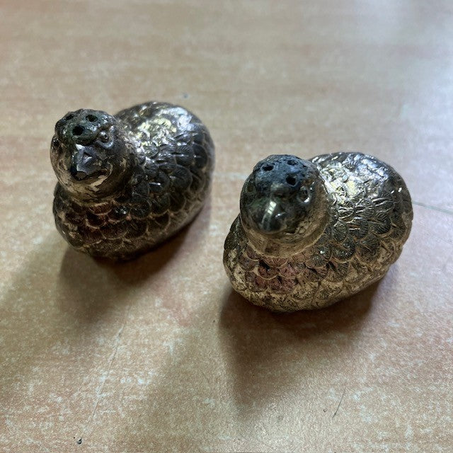 Ensemble De Pot A Moutarde, Salière Et Poivrière, En Forme De Caille, Métal Argenté
