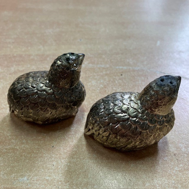 Ensemble De Pot A Moutarde, Salière Et Poivrière, En Forme De Caille, Métal Argenté