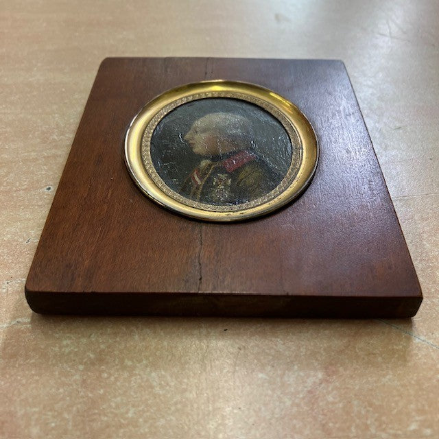 Peinture Portrait Miniature Homme Militaire Dans Médaillon Dorée