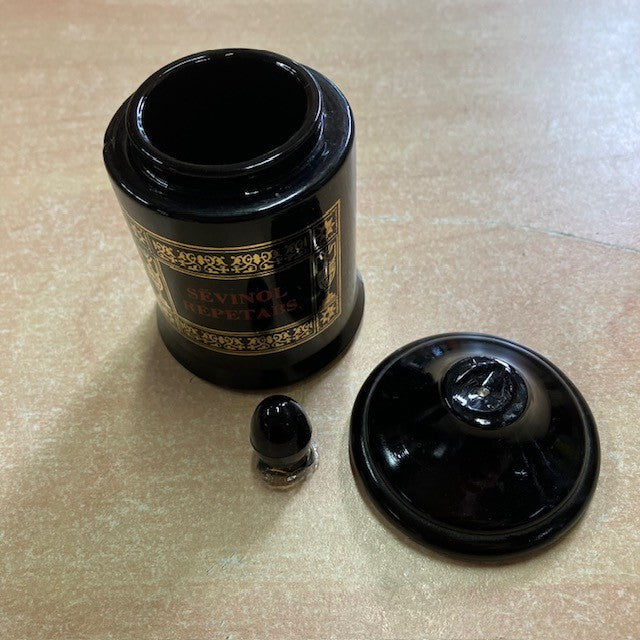 Petit Pot D'Apothicaire En Opaline Noir " Sévinol Repetabs "
