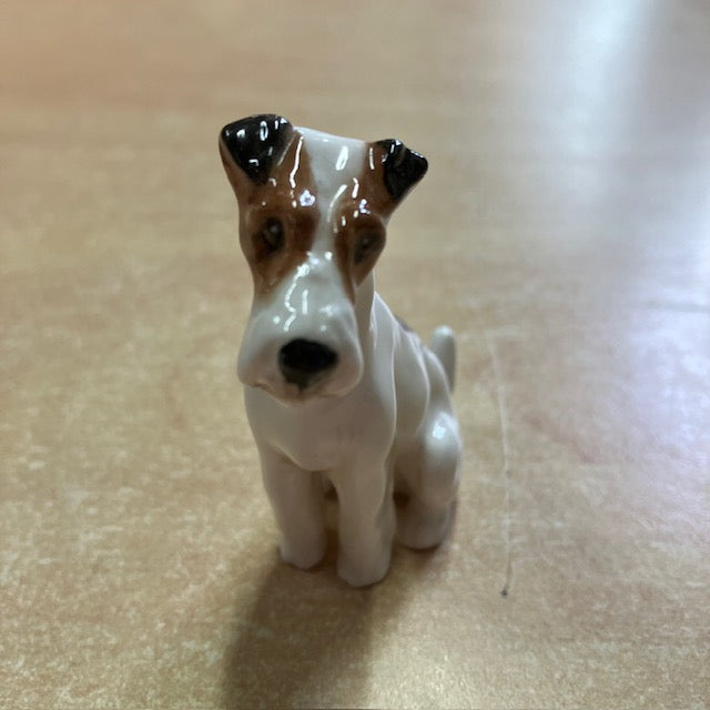 Figurine Chien Vintage Royal Doulton Porcelaine Fox Terrier Lisse Assis