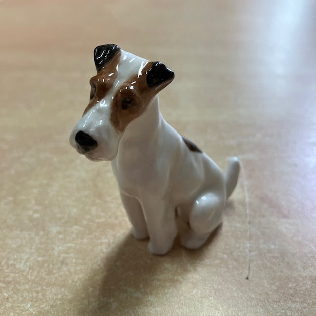 Figurine Chien Vintage Royal Doulton Porcelaine Fox Terrier Lisse Assis