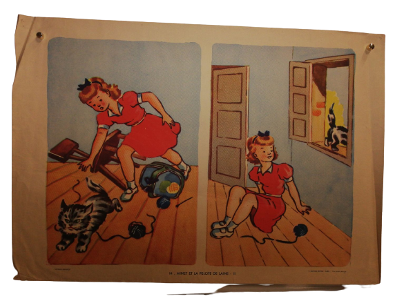 Affiche Carte Scolaire Lithographie Nathan Joyeuse Enfance