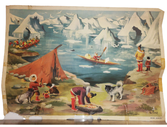 Affiche Carte Scolaire Lithographie images de la vie 28 au Groenland