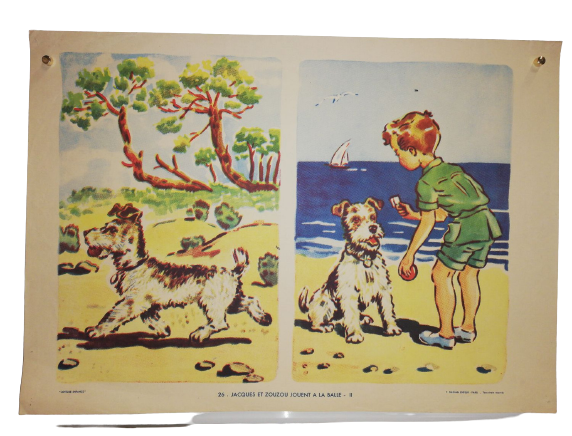 Affiche Carte Scolaire Lithographie Nathan Joyeuse Enfance