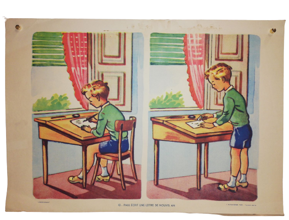 Affiche Carte Scolaire Lithographie Nathan Joyeuse Enfance
