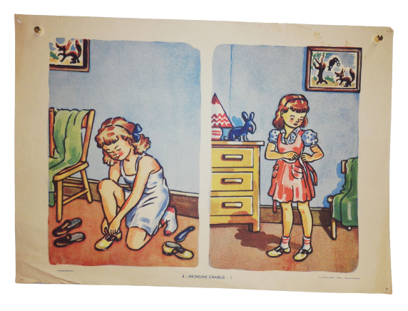 Affiche Carte Scolaire Lithographie Nathan Joyeuse Enfance