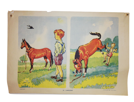 Affiche Carte Scolaire Lithographie Nathan Joyeuse Enfance