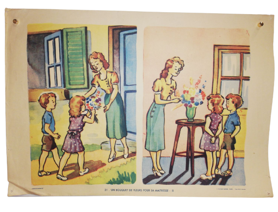 Affiche Carte Scolaire Lithographie Nathan Joyeuse Enfance Antoine