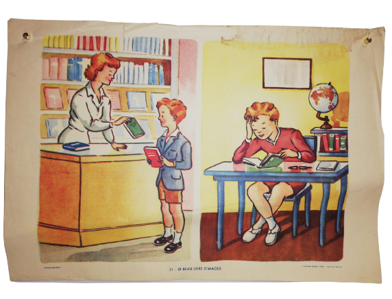 Affiche Carte Scolaire Lithographie Nathan Joyeuse Enfance